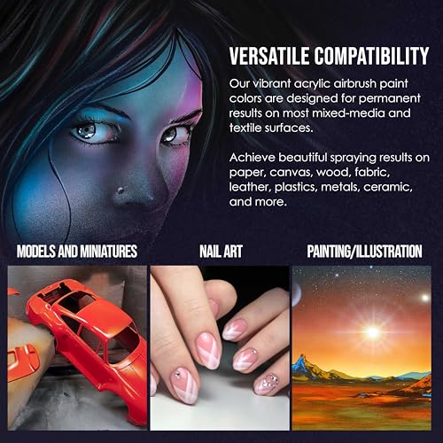 U.S. Art Supply Airbrush Paint Set, 24 Color Deluxe Kit, 1-oz Bottles - color: 24-Color Deluxe Set