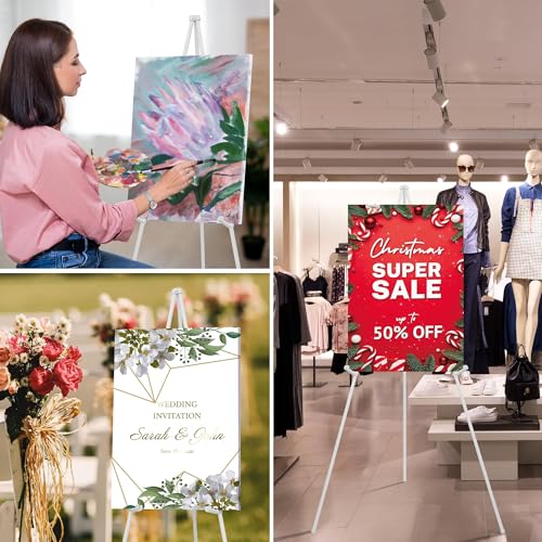 ARTASY 63" Easel Stand for Wedding Signs, White, 2 Packs with Carry Bags - color: White
