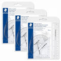 STAEDTLER Math Set - 4 pc Geometry Kit for Students - School Supplies with Clear Protractor, 6in Ruler & 2 Triangles – Metric & Imperial Scales (Pack of 3) - size: 4 Piece Set (Pack of 3)