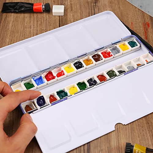 MYARTOOL Empty Watercolor Palette, Purple Empty Watercolor Tin Palette Paint Case with 24 PCS Empty Half Pans for DIY Travel Watercolor Palette, Acrylic and Oil Painting - color: Purple, size: 24 PCS Empty Half Pans