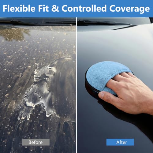 12Pcs 5-Inch Microfiber Foam Wax Applicator Pads with Finger Pocket - color: Blue, size: 12pcs