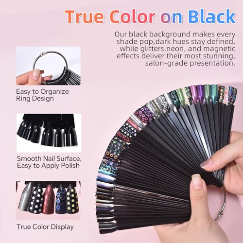 Black Nail Swatch Sticks with Ring 100Tips Nail Polish Display Tips - size: Square 50tips*2