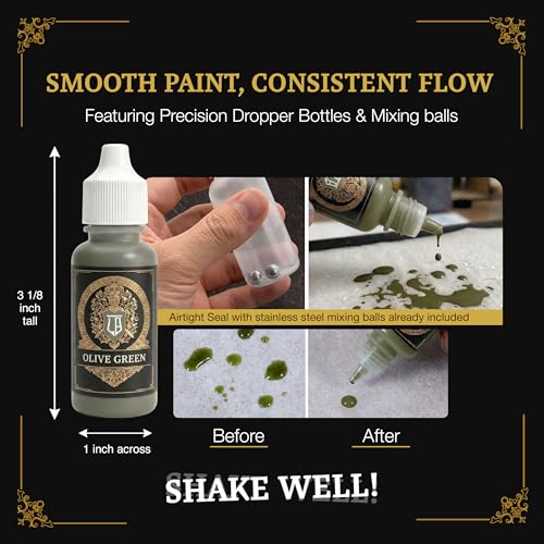 Ludus Bellum Miniature Paint Olive Green Color 18ml Dropper Bottle - color: Olive Green
