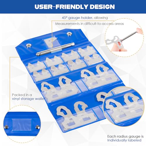 25 Pc Radius Gauge Set 1/64''-1/2'' Gauges with Holder, 3602-5021