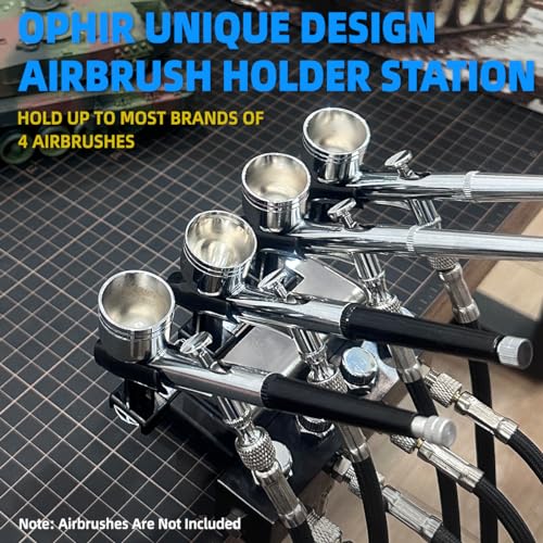 OPHIR Airbrush Holder with 5X Air Hoses & 4-Way Airbrush Splitter Manifold - size: with 5pcs of air hose