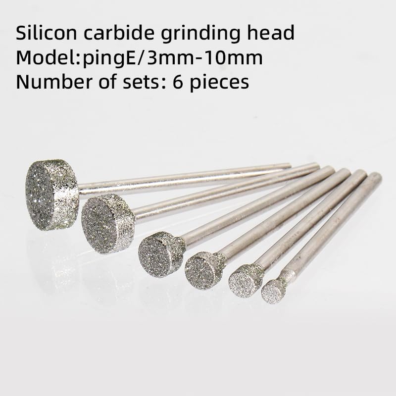 Flat E:pingE 3-10 (6zhi) 6-Piece Round Flat Sanding Engraving Grinder Diamond Sanding Tool for Sharp, Diamond Bit - 3/32 Inch Shank, Stone Engraving Tool for Electric Rotary Tool