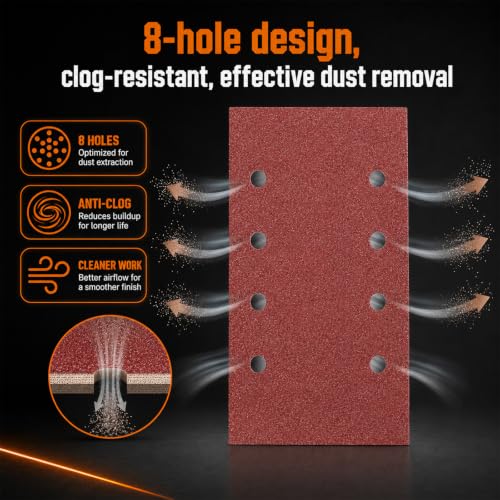 80 PCS 1/3 Sandpaper Sheets 100 Grit 8 Hole - color: GRIT 100