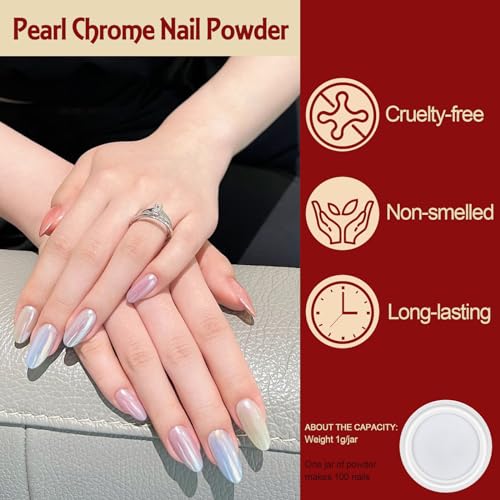 Artdone 16 Jars Chrome Nail Powder Nail Art Fimo 1g/Jar White Pearl - color: White Pearl