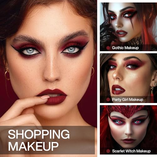 DE'LANCI Dark Red Eyeshadow Matte, Single Crimson Red Eyeshadow Palette + Applicator, Intense Blendable Burgunry Shade Red Eye Makeup, for Halloween Bruise Makeup Vampire Zombie Goth SFX Body Paint 07 - color: dark red