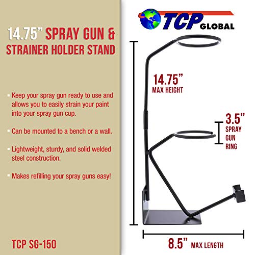 TCP Global Gravity Feed Paint Gun Holder - Wall or Bench Mount, HVLP Spray