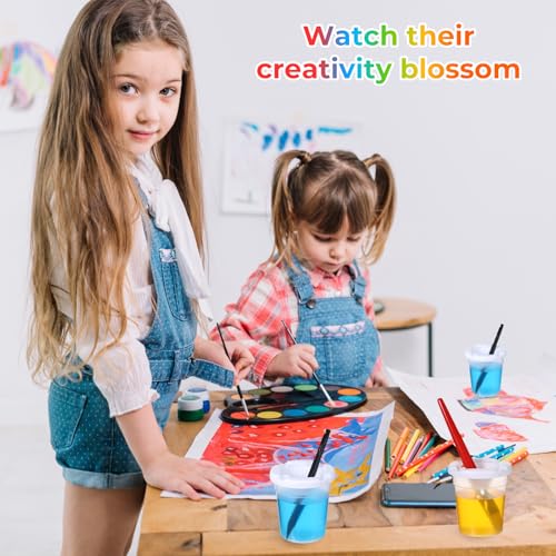 24 Packs No Spill Paint Cups with Lids Reusable Plastic Paint Water Cup for Painting, School, Classroom, Art Crafts Supplies