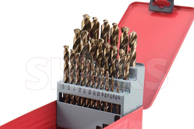 Shars 1/16-1/2" by 64ths M35 Cobalt Straw Finish Jobber Drill Set (29 PCS) 404-2260C P - size: 1/16-1/2", style: 29 pcs Cobalt