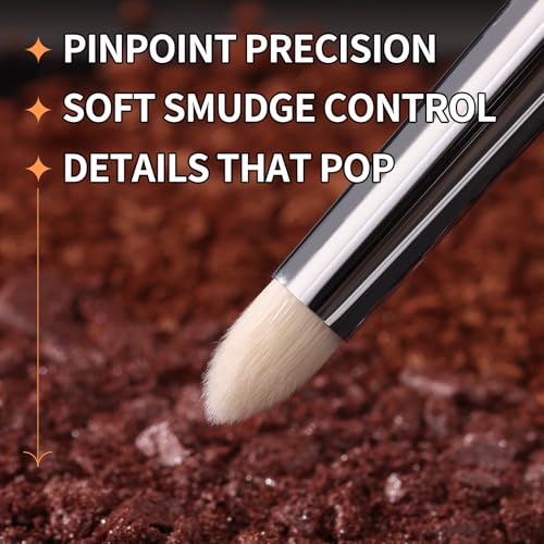 Albeaut Small Eyeshadow Brush, Soft Firm Pencil Brush with Precise Point, Eyeliner Smudge Tool, Delicate Areas Eye Shadow Applicator for Inner Eye & Different Eye Shape (197 Micro Pencil) - style: 197 Micro Pencil