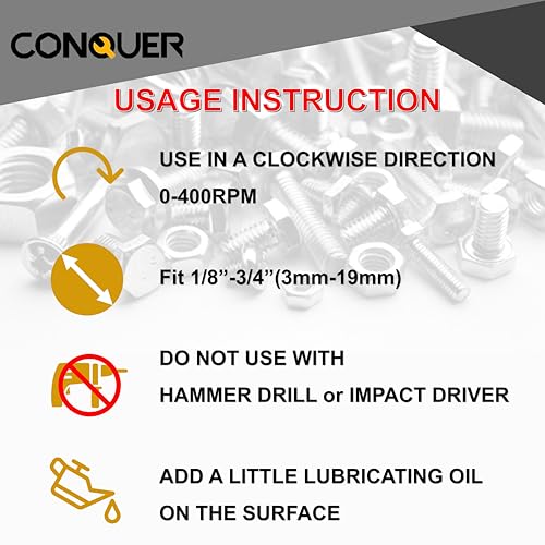 CONQUER Deburring External Chamfer Tool, All Thread Reamer, 1/8"-3/4" - size: HSS 1/8"-3/4"(3mm-19mm)