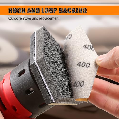 POLIWELL Orbital Triangle Sanding Sheets 50PCS 90x65mm Hook & Loop - style: 320 Girt