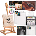DJAR 49 Pcs Acrylic Art Set with 25" Adjustable Tabletop Wooden Art Easel - style: Tabletop Easel Set