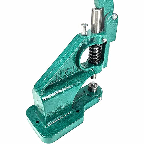 Hand Press Heavy Duty Eyelet Grommet Machine Punch Tool Kit with 3 Dies #0/2/4 and 1500 Pcs Silver Grommets Hole