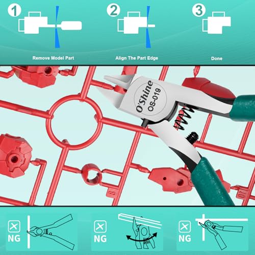 O'Shine Advanced Single-Edged Sprue Cutter, Single Blade Gundam Gunpla Model Nipper, Precision Plastic Kit Hobby Flush Clipper, Premium Plastic & Leather Sheaths Included - color: Green