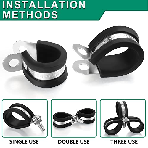 OURU 1-3/4 Inch Cable Clamps, Rubber Coated Insulated Clamps, 40pcs, 45mm - size: 40 PCS - 1-3/4 Inch