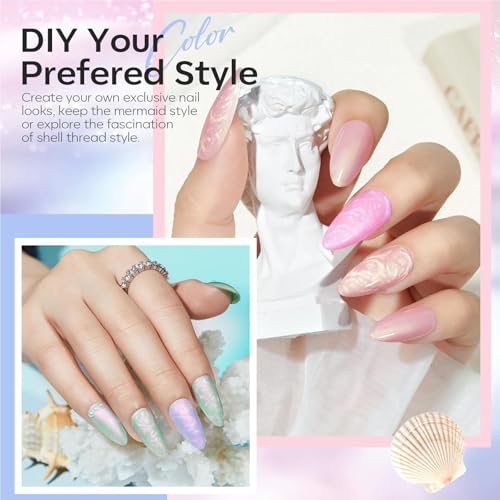 modelones Pearl Gel Nail Polish Set, 6 Colors Aurora Iridescent Shimmer - color: A A A1-Mermaid's Shell