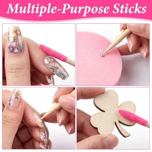 70 PCS Disposable Sanding Sticks for Nails, Wooden Cuticle File Pusher Nail Sticks, 4.5 Inch Double-Headed Nail File Buffer Remover Manicure Sanding Tools for Salon Home Pedicure (Pink)