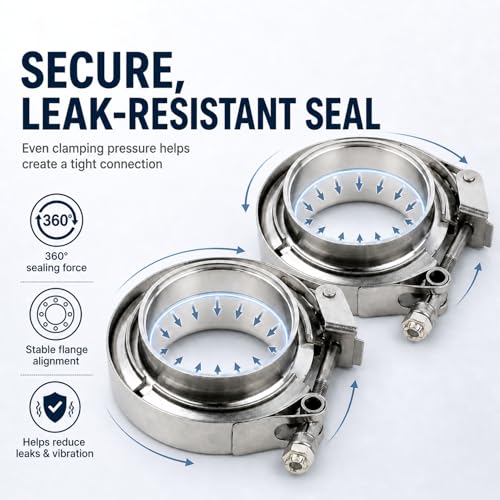 ROADFORMER 5 inch V Band Clamp with Flanges, Quick Release, 2 Pack - size: 5 inch