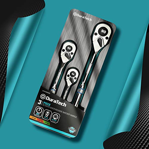 DURATECH 3-Piece Drive Ratchet, 90-Tooth Quick-Release Ratchet Wrench - size: Combo Kit (EVA Tray)