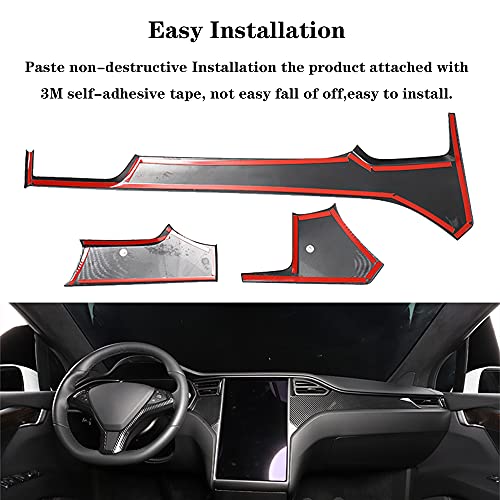 OUBOLUN ABS Carbon Fiber Center Console Trim For Tesla Model S X 2014-2020 - size: Middle Control Trim