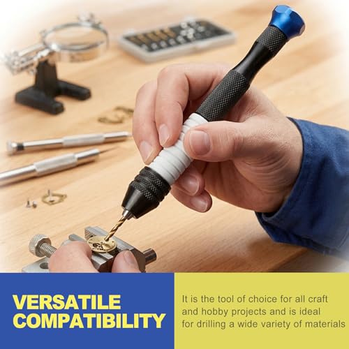CepuXozi 26 Pcs Pin Vise Pen Style Drill Set, Micro Precision Manual Hand Drill Bits Kit, 0.5-3mm Small Wire Bits Including 1mm, for Resin Stones Crystals Jewelry Keychains Hobby Craft Models, Blue