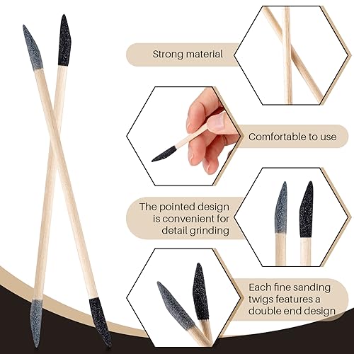 60 Pcs Sanding Sticks, Double End Matchsticks Sanding Twigs