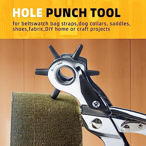Leather Hole Punch, BILLION GOLD Heavy-Duty Belt Hole Puncher