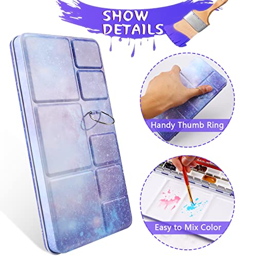 MyArTool Empty Watercolor Palette, Metal Watercolor Tin Palette Paint Case with 24 Empty Full Pans, Paint Tray Palette for DIY Travel Watercolor Palette, Acrylic and Oil Painting - color: Purple, size: 24 PCS Empty Full Pans