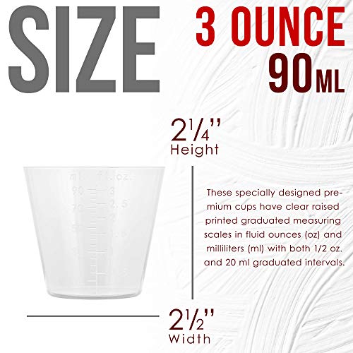 Pouring Masters 3 Oz (90 ml) Liquid Measuring Cups, 50 Pack with 25 Sticks - size: 3-Ounce - Cup