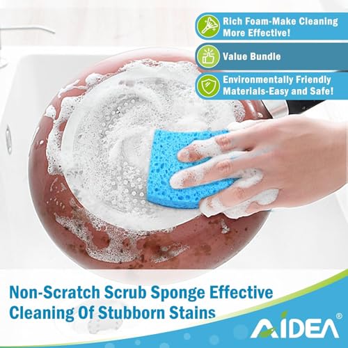 AIDEA Sponges Kitchen-24Count, Non-Scratch Scrub Sponge, Sponge for Dishes - color: Light-blue-standard
