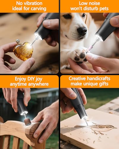 Cordless Rotary Tool, 8V Multi Tool with Auto-Lock Chuck & 5 Speed, 23,000RPM Rechargeable Engraver Kit with Storage Case, for Sanding, Polishing, Drilling, Carving, DIY Crafts