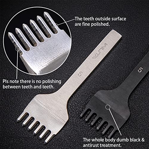 WUTA Leather Hole Punch Tool Pricking Iron Hole Puncher 4mm 1/2/4/6 Prong Tooth Lacing Diamond Stitching Chisel Set for DIY Leather Craft Kits (Silver) - color: Silver, size: 1nd 4mm 1/2/4/6