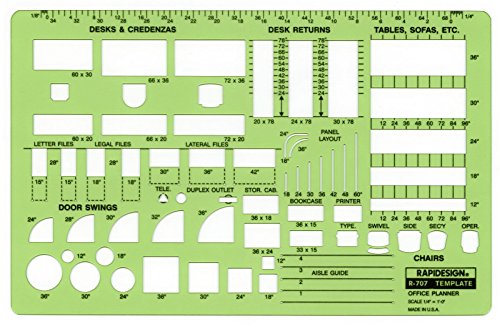 Rapidesign Office Planner Template, 1/4 Inch Scale, 1 Each (R707) - style: Office Planner 1/4 Inch Scale
