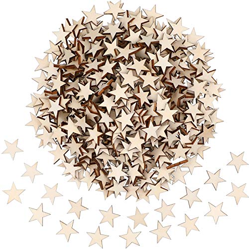 Gejoy 500 Pcs Unfinished Wooden Stars Pieces Wooden Cutouts, 3/4 Inch - size: 3/4inch