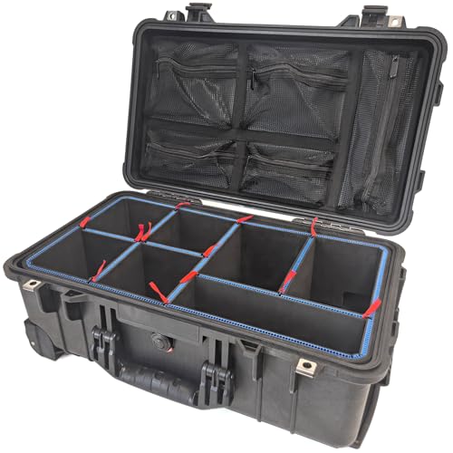 Divider for Pelican 1510/Apache 5800 with Bottom Protective Foam,Knife,Clip - color: 1510-black-blue
