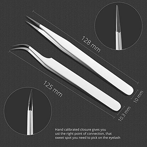 Eyelash Extension Tweezers for Classic & Volume Lashes, 2-Pack, White - color: White