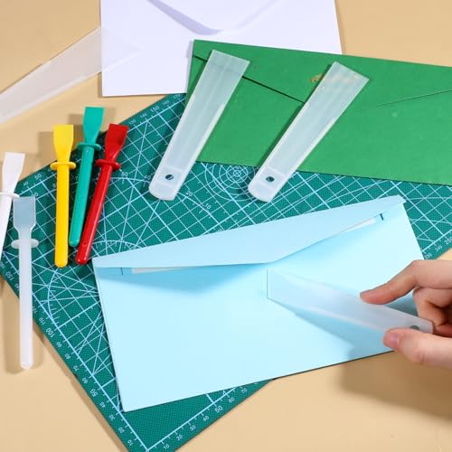 9Pcs Applicator Glue Spreaders,Plastic Glue Smear Plate Scraper Sticks Applicator Tool Sticks Scraper Stick for Leatherwork Woodwork Handmade DIY Leather Spreads DIY Art Crafts Project