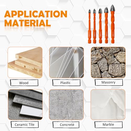 BGTEC Cemented Carbide Drill Bits Masonry Drill Bits, 5pcs Quick-fit Shank 8MM Cross Spiral Hard Alloy Drill Bit for Wood Plastic Masonry Ceramic Tile Concrete Marble - size: 5pcs 8mm