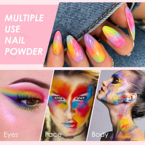 Ownest 40 Colors Pigment Nail Powder with Brushes - color: 40 colors