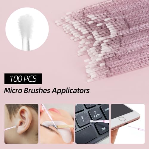 300 Pcs Spoolies Mascara Wands Lip Brushes Micro Swabs Applicator, Disposable Eyelash Brushes Lipstick Tester Makeup Applicator Tool Purple - color: Crystal Purple