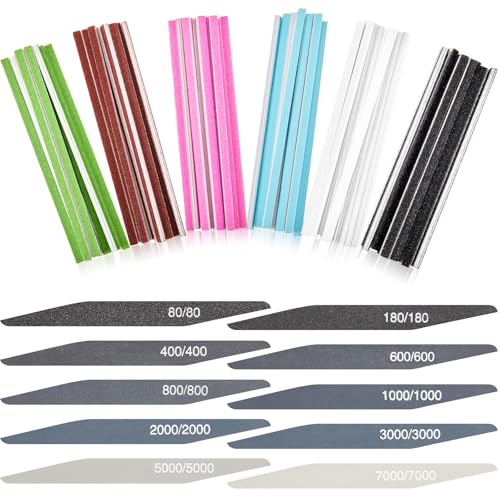 Honoson 70 Pcs Sanding Sticks Polishing Sticks Fine Sanding Twig Coded Abrasive Sand Twig for Plastic Model Assorted Metal and Wood Sand Tool Accessory for Craft(Low Grits Rating,Double Angle) - style: Double Angle
