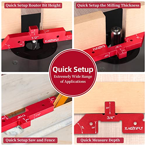 Setup Blocks Woodworking, 14pcs Aluminum Setup Blocks Height Gauge Set for Router Table Saw and Angle Measure Set up (Each Setup Bars has Different Thickness) - style: 14 Pcs