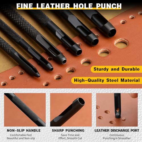 Leather Stitching Punch Hole Punch Tool Set, 5mm 1/2/4/6 Prong Punch Chisel - size: 5MM-12Pcs