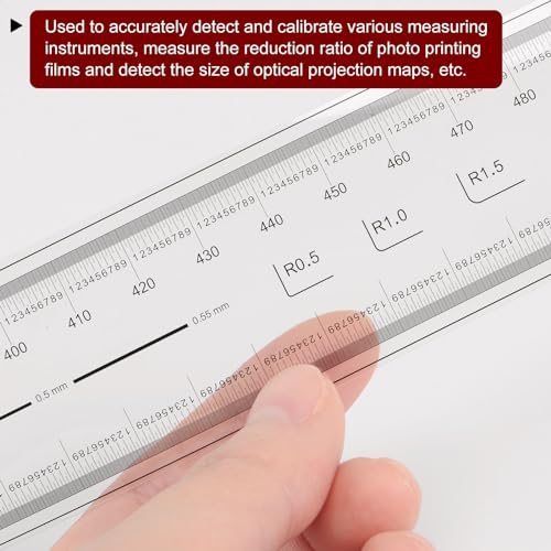 HARFINGTON 2pcs Film Flexible Ruler 100cm 0.1mm Scale with R Angle & Width Lines PET Plastic Folding Straight Ruler Calibration Soft Ruler Measuring Tool for Factory, Transparent - size: 100cm