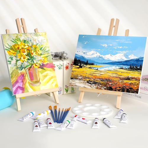 ESRICH 6 PCS 16in Wood Easels, Tabletop Easel for Painting Party - style: 16"-6P
