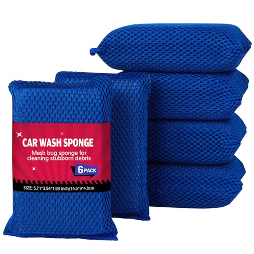 AIDEA Car Wash Sponge 6PK, Microfiber Large Bug and Tar Remover for Cars